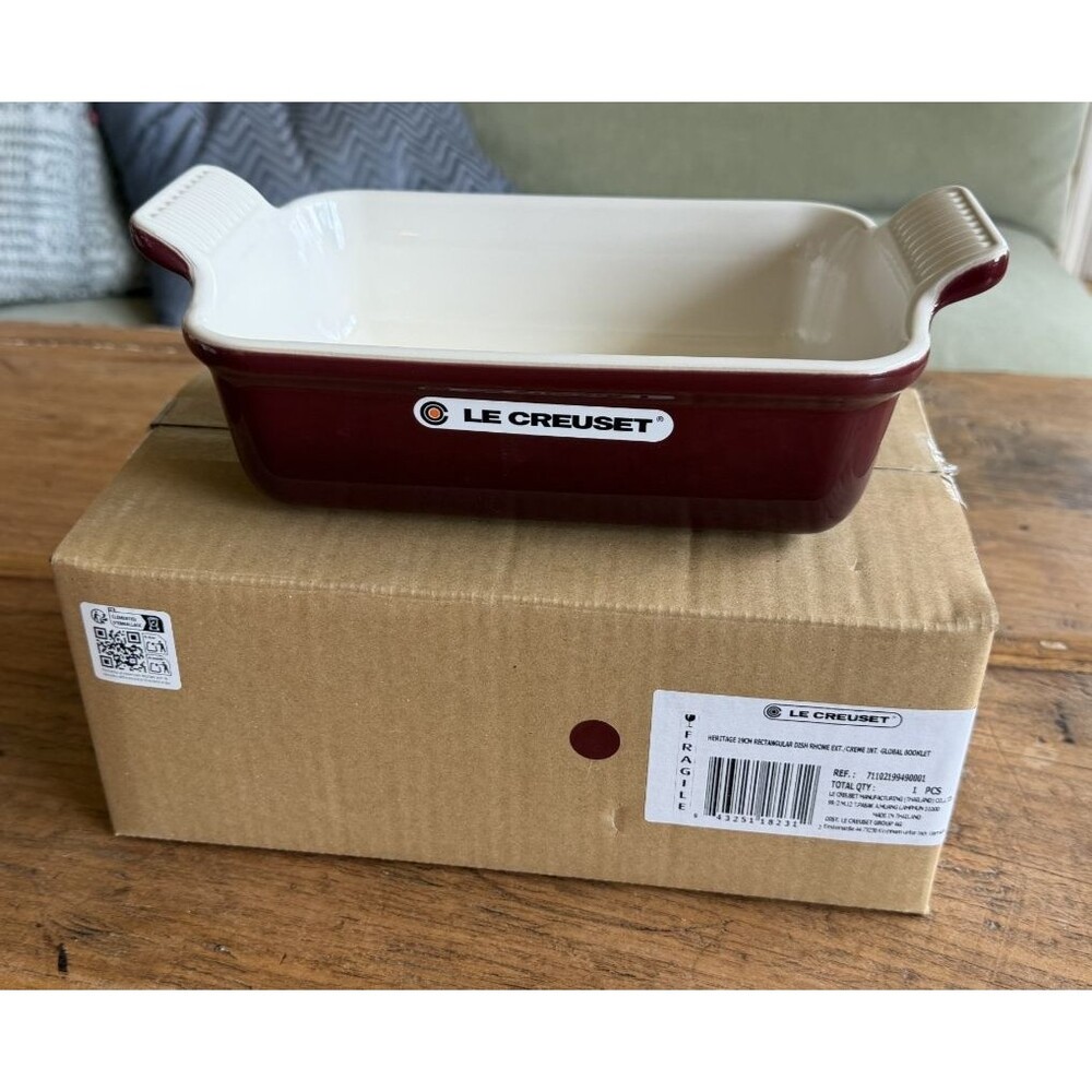 Le Creuset Stoneware Heritage Rectangular Dish 19 cm 1.1 qt Rhone Garnet NEW
